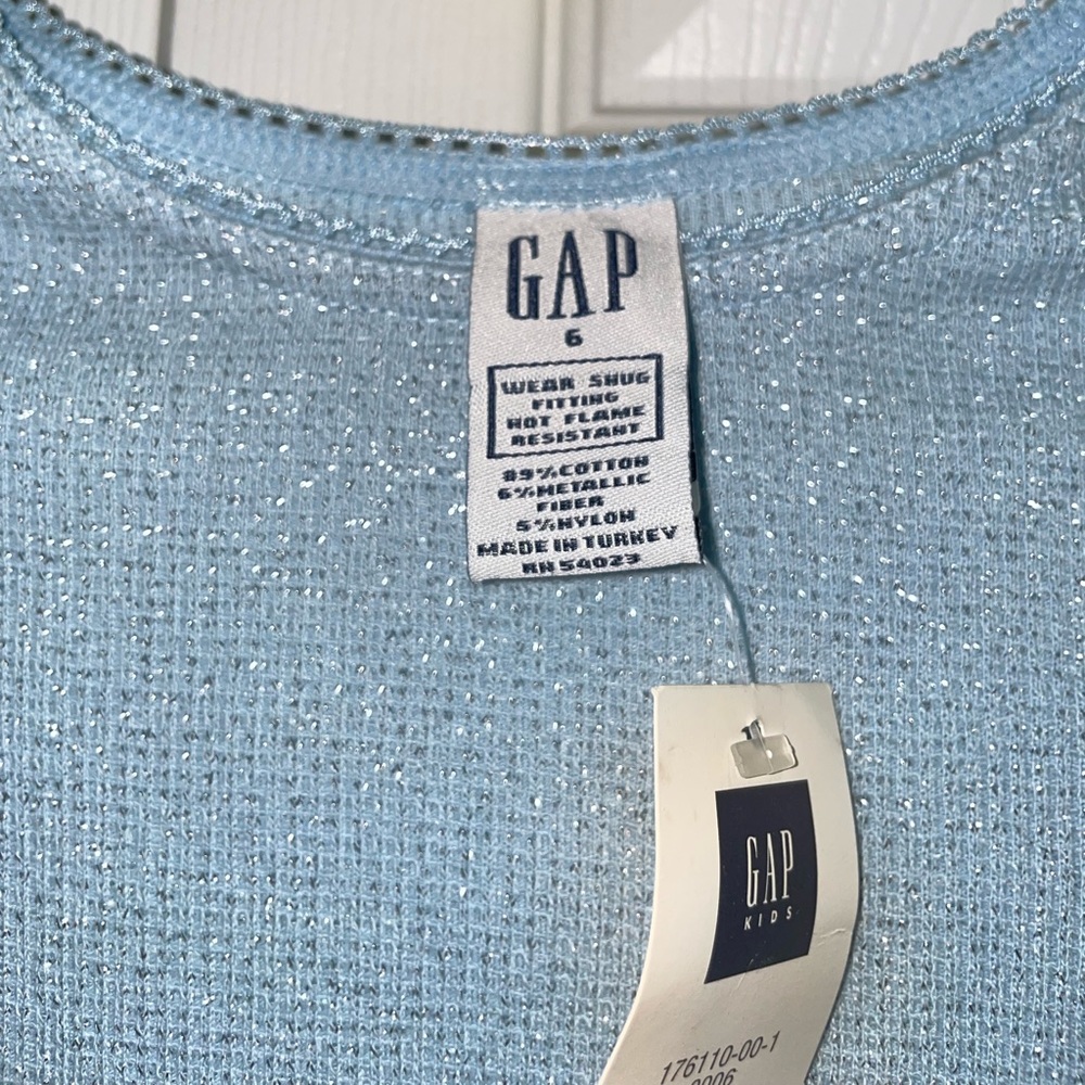 Gap Kids Sparkly Light Blue Long Sleeve Shirt. Size 6. NWT. D - Picture 3 of 3